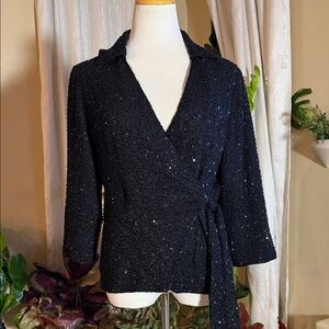 Elegant Black Wrap Blouse